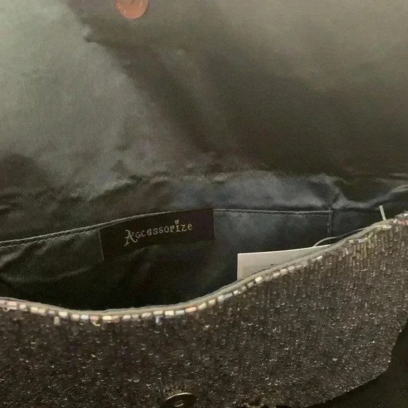 Accessorize Blue Beaded Small Floral Clutch Purse - Picture 2 of 2